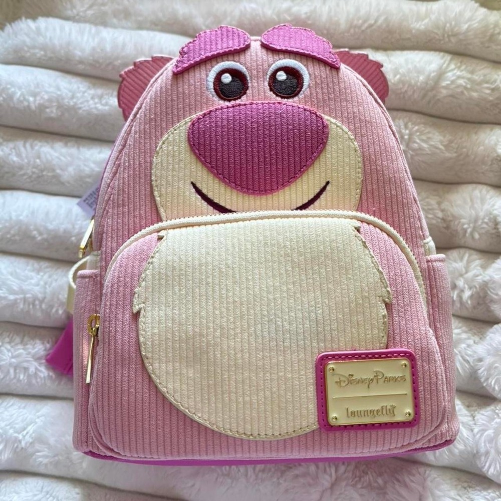 Disney Parks pink and cream Slinky lotso Loungefly backpack